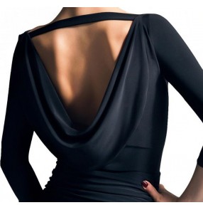 Ballroom latin dancing tops for women female backless tango waltz foxtrot smooth dancing shirts for female